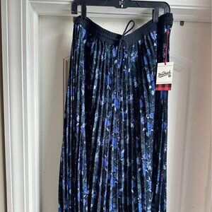 Woolrich x Target Women's Floral Midi A-Line Pleated Skirt, XL - Blue NEW
